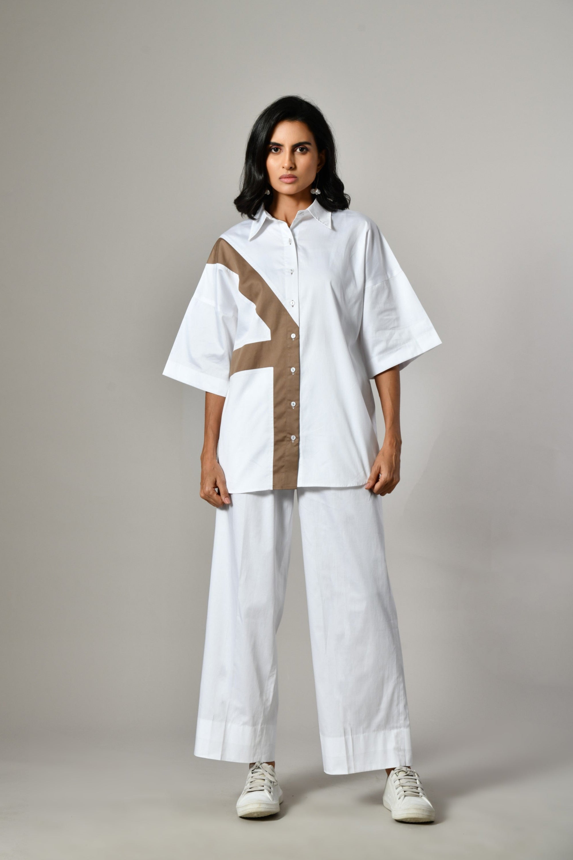 Blocking cotton coord set for women – lightweight two piece matching outfit, perfect for summer ethnic wear.