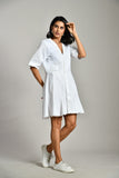 Everyday cotton flare dress with short sleeves – white summer dress for girls and ladies. everyday cotton dress