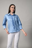 Sky Blue Cotton Shirt for Women - A comfortable and stylish cotton shirt, perfect for casual or office wear. shirts casual