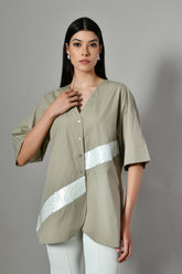 Gray Poplin Shirt for Women - A comfortable and stylish cotton shirt, perfect for casual or office wear. shirts in women