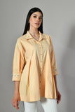 Yellow casual shirt for ladies with pearl and Sequence detailing–designer button-down ideal for formal wear or summer outings