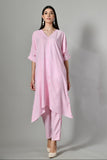 Pink striped cotton coord set – lightweight two-piece kurta pant combo for women, perfect for summer ethnic wear.