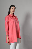Summer cotton shirt for women in fusion coral–casual festive wear with designer details, ideal for online & in-store shopping