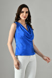 Western wear cowl neck top with sleeves – cute and stylish blue top for women, ideal for casual or party looks.