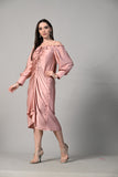 Full Sleeve Dress for women, Draped Satin Dress for women, long sleeve satin dress, satin dress, Satin Dress Near Me, Isara,