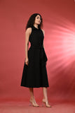 Flattering black sleeveless long dress, perfect for date nights or upscale gatherings.