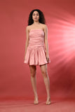 Chic Pink Ruched Short Dress – Stylish Summer One-Piece Dress for Women