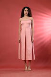 Elegant Pink Pleated Long Dress with Embroidery – Summer Outfit for Women