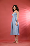 Sky Blue Long Summer Dress – Stylish & Lightweight Beach Dress Outfit