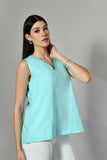 Casual cotton top for women with V-neck – sleeveless summer essential for everyday wear and online fashion picks.