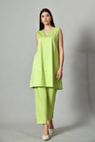 Light green sleeveless tunic set – comfortable cotton coord outfit for women, ideal for summer ethnic wear. Cotton Set