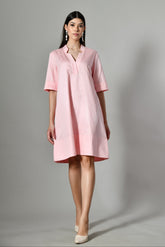 A-line pink cotton summer dress – knee-length casual dress for women, ideal for holidays or beach outings. summer dresses for women