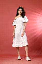 Chic Off-Shoulder White Summer Dress – Elevate your summer casual outfits for ladies with this breezy off-shoulder dress.