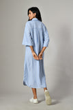 Long gray linen dress for women – full sleeve cotton summer dress, ideal for formal events and casual daywear. 