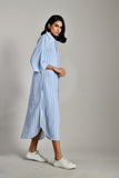 Plus size gray summer dress with long sleeves – breathable linen dress perfect for holidays and formal evenings. 