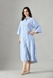Casual gray cotton day dress for women – long length linen dress for summer, available online near me. 