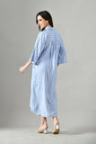 Long gray linen dress for women – full sleeve cotton summer dress, ideal for formal events and casual daywear. 