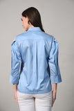 Cotton Shirt for Women in Sky Blue - Elegant and breathable cotton shirt, ideal for casual days or dressed-up looks.