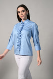 Sky Blue Shirt for Ladies - A versatile cotton shirt designed for a flattering fit and everyday comfort. shirt Plus Size,