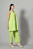 Summer ethnic outfit in light green – breathable cotton tunic set for women, inspired by Zara co ord styles. Trendy wear 