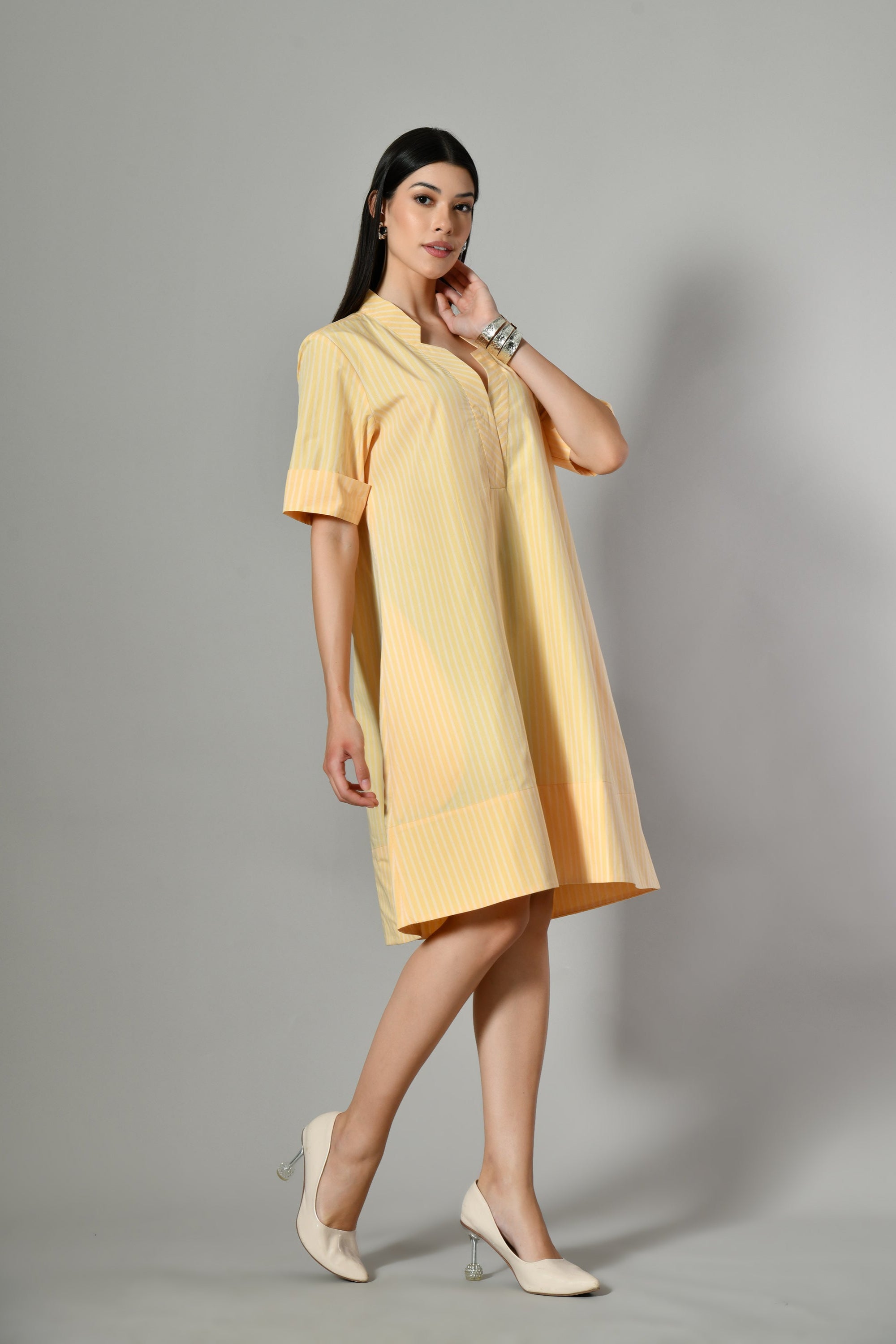 Yellow dress by Isara– sleeveless cotton day dress for women, great for casual outings, summer brunches, or relaxed evenings.