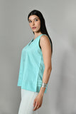 Trendy cotton crop top for women – sleeveless partywear top styled for jeans, perfect for summer fashion. Top for women Isara