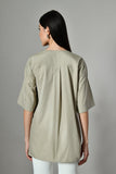 Stylish gray shirt for ladies in breathable cotton- versatile theme shirt ideal for everyday comfort and smart-casual dress.