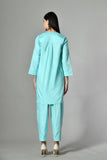 Minimalist Indian outfit – stylish two-piece cotton kurta pant set for women, perfect for office wear and casual outings. 