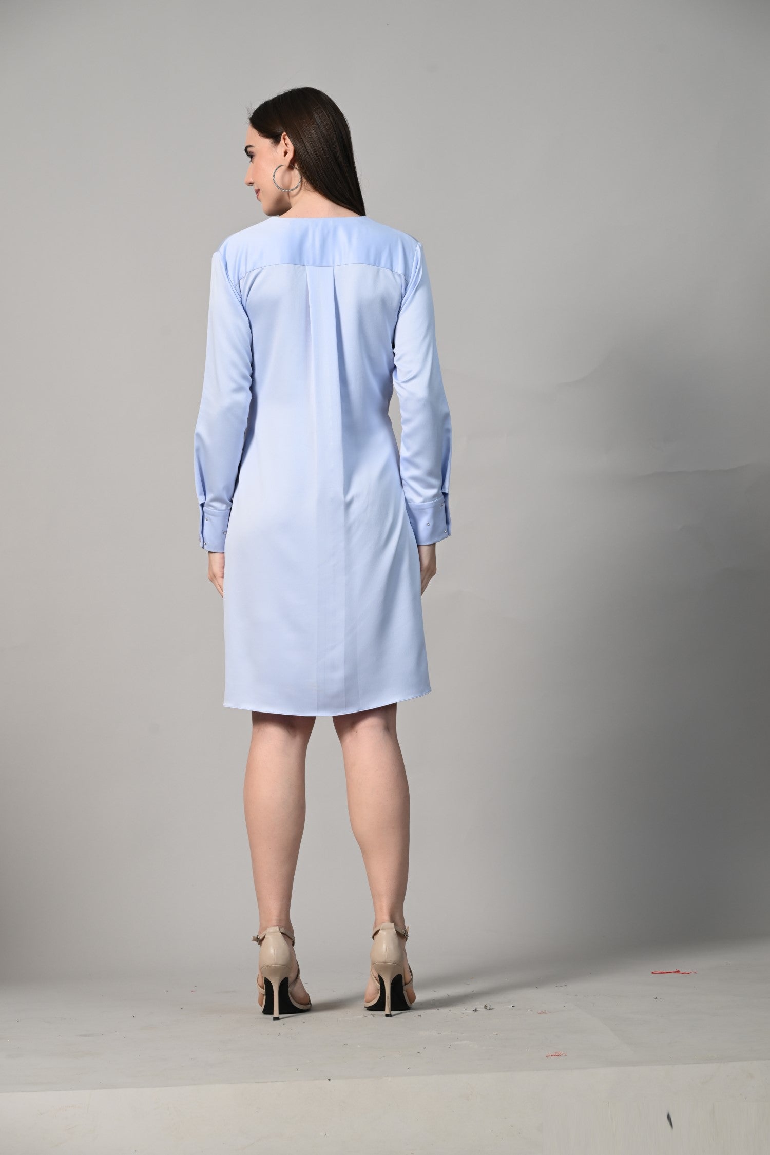 Light Blue Satin Wrap Dress Elegant Cocktail & Party Wear ISARA Light Blue Satin Wrap Dress Elegant Cocktail & Party Wear ISARA
