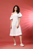 Chic Off-Shoulder White Summer Dress – Elevate your summer casual outfits for ladies with this breezy off-shoulder dress. 