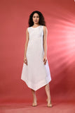 Stylish sleeveless white dress for women, perfect for warm summer days.