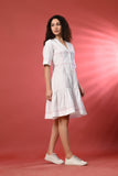Elegant Short Dress for women in White with Thread Detailing – A gorgeous white strappy dress that offers the perfect mix 