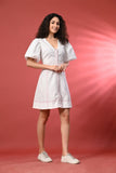 Timeless White Long Sleeve Dress for Women with Thread Detailing– A must-have in summer outfit for women offers a breezy look