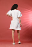 Chic White Long Sleeve Dress with Intricate Thread Work – A versatile pick for ladies summer wear, breezy summer outfits 