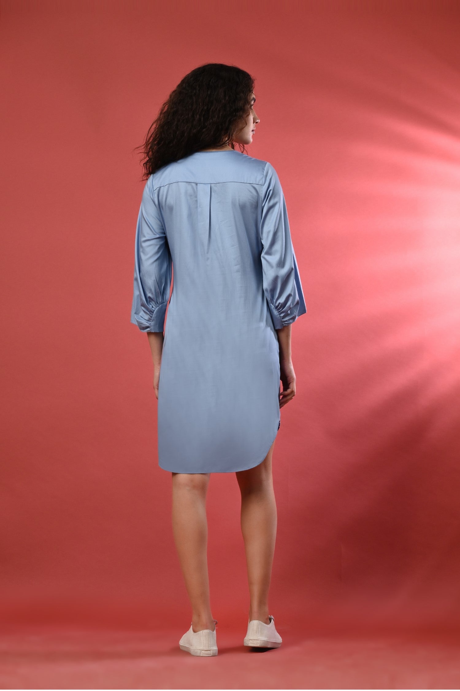 Elegant Sky Blue Wrap Dress – Semi-Formal Summer Dress for Women