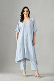 Grey striped cotton coord set for women – two-piece linen kurta and pant combo for summer ethnic wear. two piece maching set. linen coord set for women, co ord set for women,women co ord set,summer co ord set,linen co ord set,summer co ord set women, grey and white Co ord set