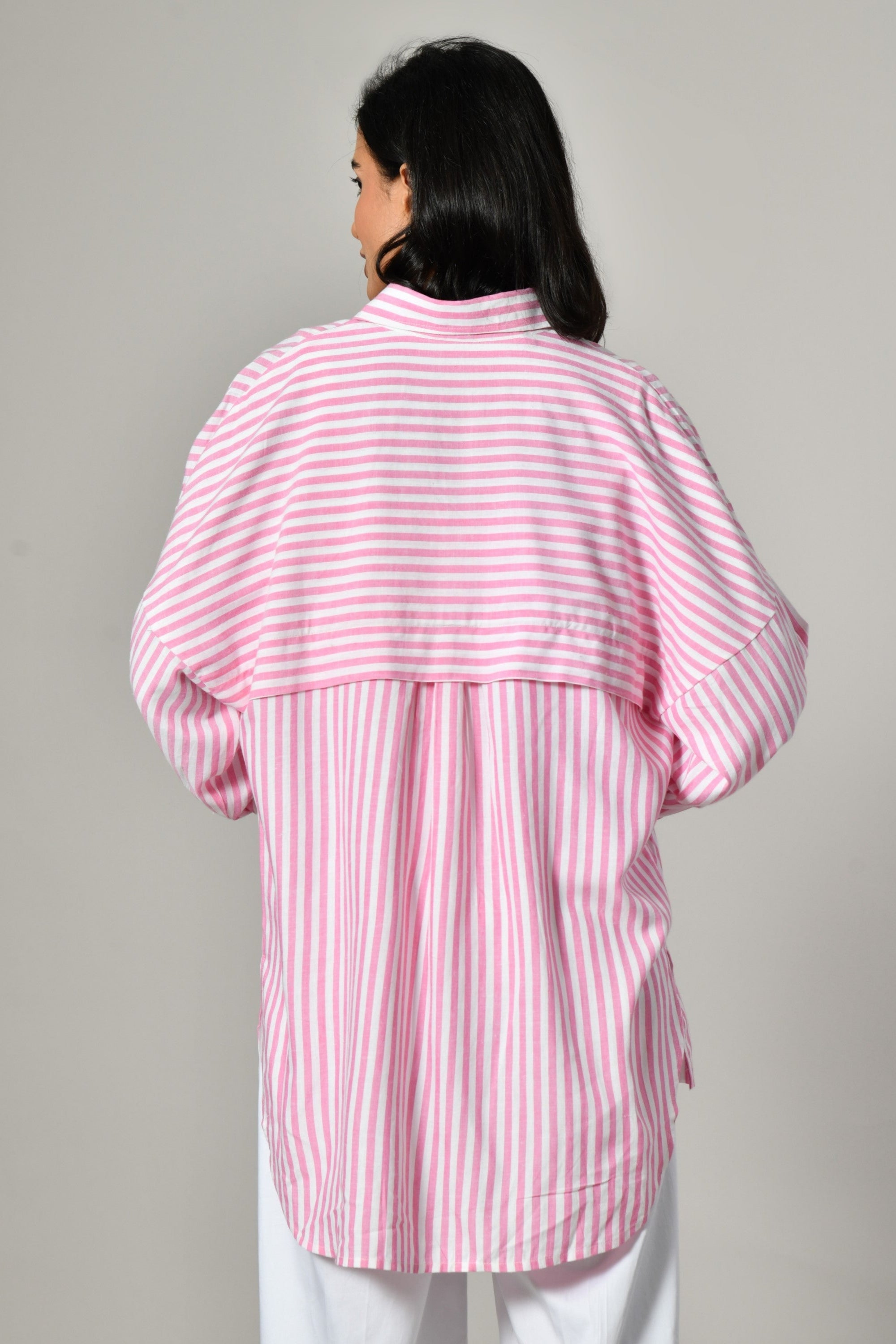 Designer casual pink shirt for women– summer-ready embellished shirt with long sleeves and workwear appeal. office wear shirt