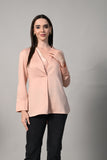 casual top for women, top for women stylish, long sleeve top for women, full sleeves crop top for women, Satin top for women. Peach top, peach top for women, satin top, Satin top for Women isara, Designer top for women isara