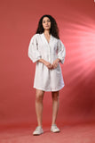 Chic V-Neck Shirt Dress – Perfect for Summer – Stay stylish with this breezy white cotton sundress, ideal for warm days.